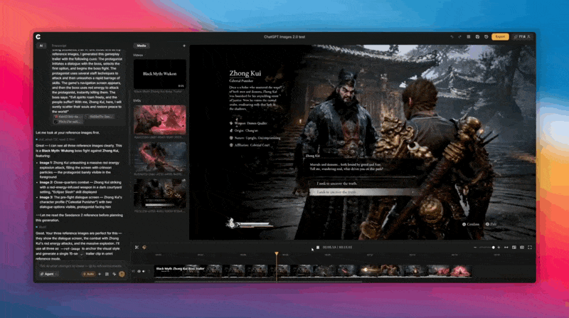 Game scene generated and animated through ChatCut's video pipeline